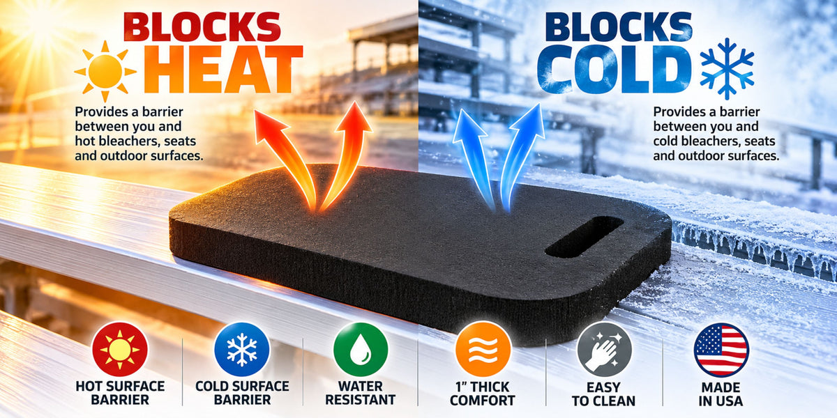 Earth Edge Stadium Cushion – 10"x15"x1" Foam Seat Pad for Bleachers, Sports, Camping & Outdoor Events