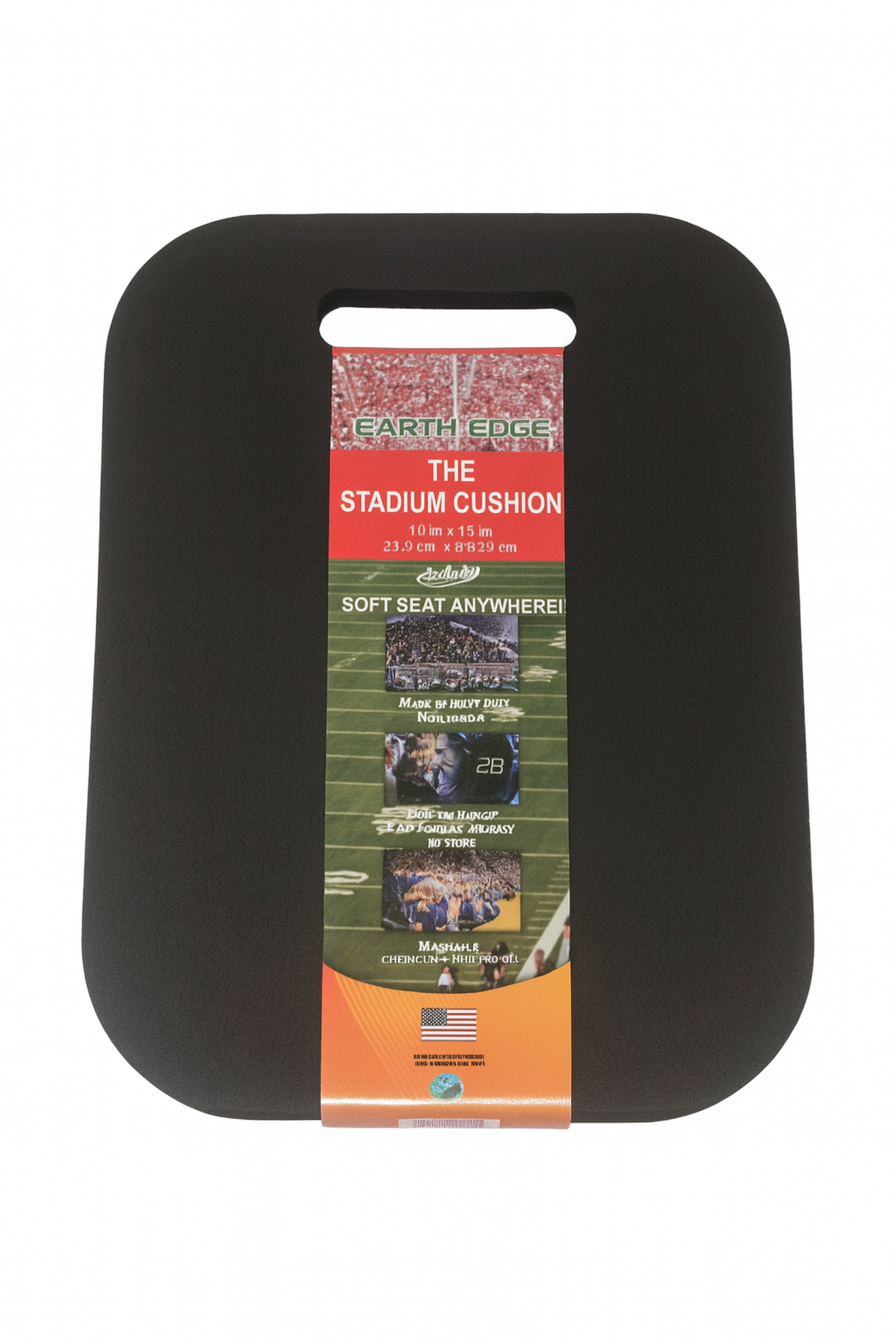 Earth Edge Stadium Cushion – 10"x15"x1" Foam Seat Pad for Bleachers, Sports, Camping & Outdoor Events